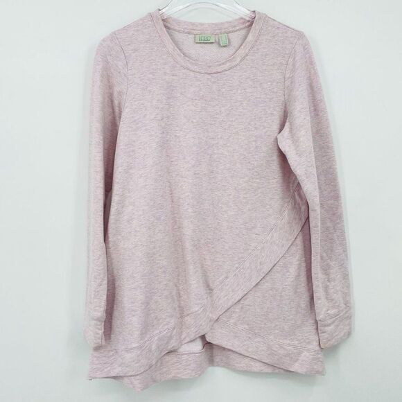 LOGO Lounge Size Small Pink Heathered French Terry Top w/ Asymmetric Hem - Picture 1 of 6